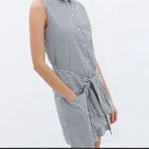 Trafaluc Zara black & white tie front shirt dress